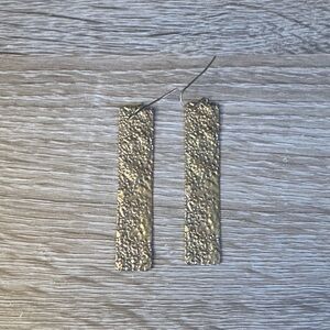 Never Worn Distressed Gold Rectangle Earrings